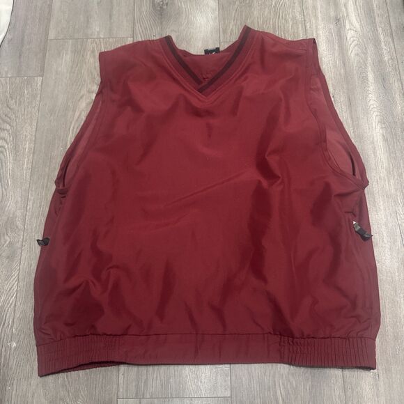 NIKE Golf V-Neck Men's LG Pull Over Vest Windbreaker Fit Zip Pockets Red - Picture 1 of 4